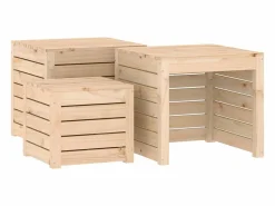 Online Set de cajas de jardín 3 piezas madera maciza de pino Baúl De Jardín