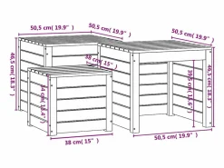 Online Set de cajas de jardín 3 piezas madera maciza de pino Baúl De Jardín