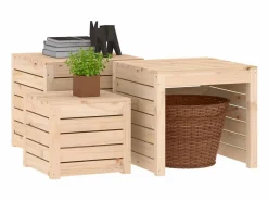 Online Set de cajas de jardín 3 piezas madera maciza de pino Baúl De Jardín