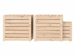 Online Set de cajas de jardín 3 piezas madera maciza de pino Baúl De Jardín