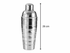 Fackelmann Set de cóctel inox 750 ml con dosificador doble cara 2/4 cl y 3 cucharas-pajitas de 18 cm
