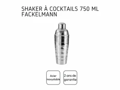 Fackelmann Set de cóctel inox 750 ml con dosificador doble cara 2/4 cl y 3 cucharas-pajitas de 18 cm