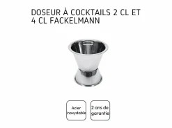 Fackelmann Set de cóctel inox 750 ml con dosificador doble cara 2/4 cl y 3 cucharas-pajitas de 18 cm