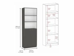 Best Set de estanteria de oficina home de 3 piezas en melamina con estantes y 2 puertas , 180.6 cm X 188.4 cm X 29.9 cm , Librería