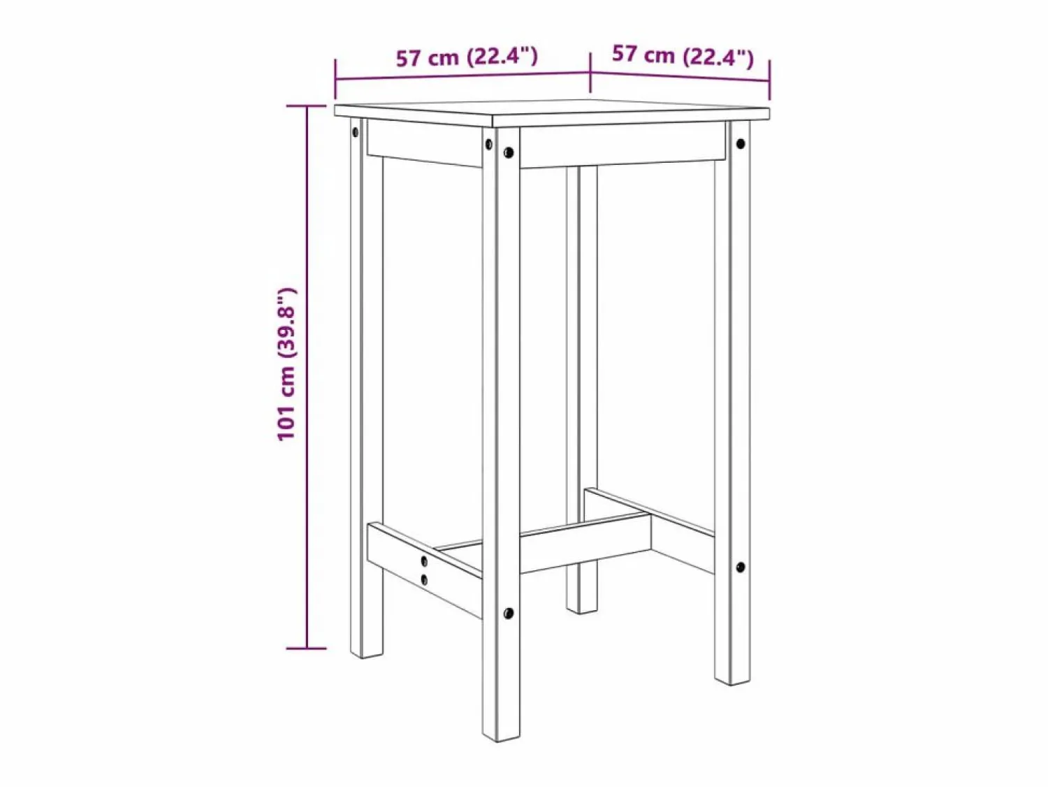 vidaxl Set de mesa alta y taburetes de bar 3 pzas madera maciza pino