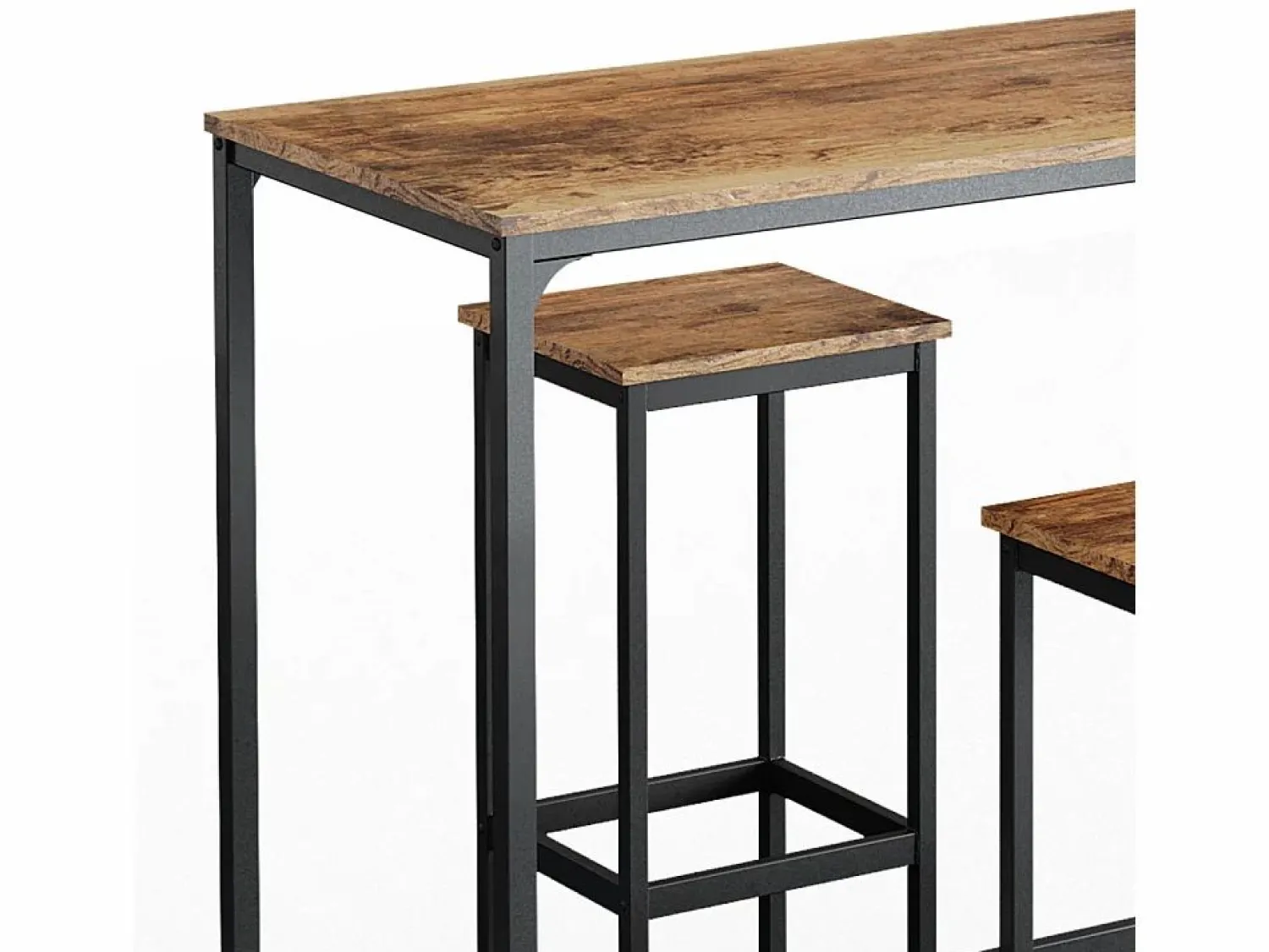 Discount Vicco Set de mesa de bar madera antigua 120x50x105 fyrk Marru00f3n