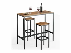 Discount Vicco Set de mesa de bar madera antigua 120x50x105 fyrk Marru00f3n