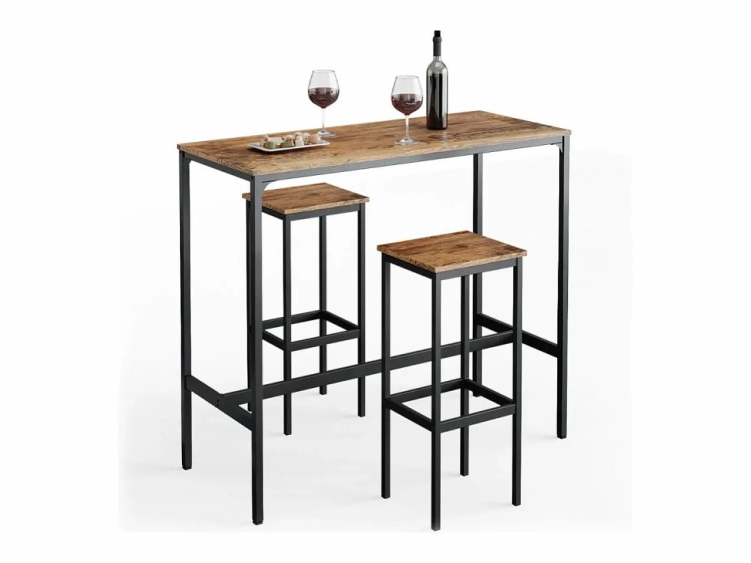 Discount Vicco Set de mesa de bar madera antigua 120x50x105 fyrk Marru00f3n