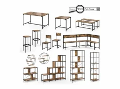 Discount Vicco Set de mesa de bar madera antigua 120x50x105 fyrk Marru00f3n