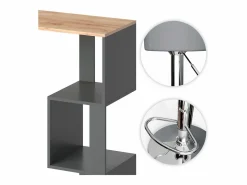 Vicco Set de mesa de bar roble dorado 113x39.8x111.8 vincent