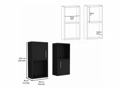 Clearance Set de Muebles auxiliares de baño en melamina con 4 estantes y 2 puertas , , 60.1 cm X 30 cm X 16 cm Mueble De Pared Para Baño