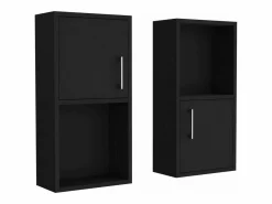 Clearance Set de Muebles auxiliares de baño en melamina con 4 estantes y 2 puertas , , 60.1 cm X 30 cm X 16 cm Mueble De Pared Para Baño