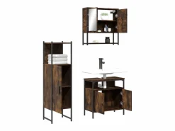 vidaxl Set de muebles baño 3 pzas madera contrachapada roble ahumado
