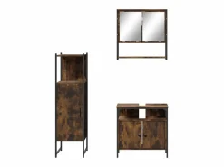 vidaxl Set de muebles baño 3 pzas madera contrachapada roble ahumado