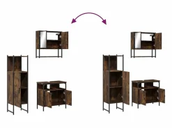 vidaxl Set de muebles baño 3 pzas madera contrachapada roble ahumado