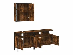 Set de muebles baño 3 pzas madera contrachapada roble ahumado Estantería Sobre Inodoro