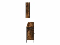 Set de muebles baño 3 pzas madera contrachapada roble ahumado Estantería Sobre Inodoro
