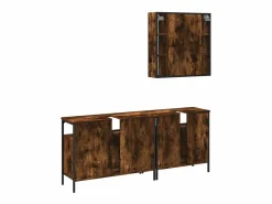 Set de muebles baño 3 pzas madera contrachapada roble ahumado Estantería Sobre Inodoro