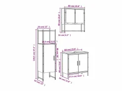 vidaxl Set de muebles baño 3 pzas madera contrachapada roble ahumado