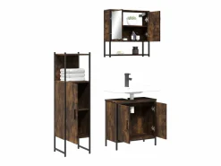vidaxl Set de muebles baño 3 pzas madera contrachapada roble ahumado