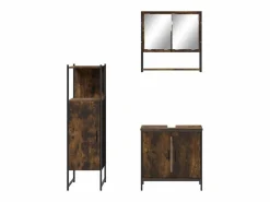 vidaxl Set de muebles baño 3 pzas madera contrachapada roble ahumado