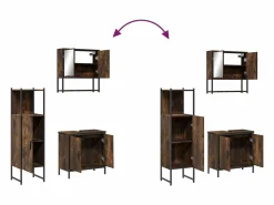 vidaxl Set de muebles baño 3 pzas madera contrachapada roble ahumado
