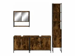 Online Set de muebles baño 4 pzas madera contrachapada roble ahumado Estantería Sobre Inodoro