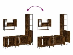 Online Set de muebles baño 4 pzas madera contrachapada roble ahumado Estantería Sobre Inodoro