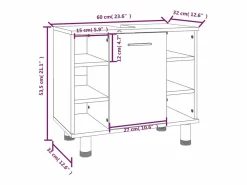 Best vidaxl Set de muebles baño 3 pzas madera contrachapada roble ahumado Marru00f3n