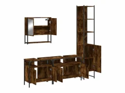 vidaxl Set de muebles baño 4 pzas madera contrachapada roble ahumado