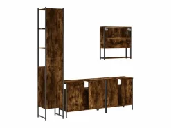 vidaxl Set de muebles baño 4 pzas madera contrachapada roble ahumado