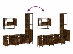 vidaxl Set de muebles baño 4 pzas madera contrachapada roble ahumado