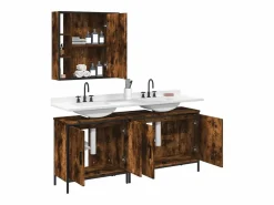 Best vidaxl Set de muebles baño 3 pzas madera contrachapada roble ahumado Marru00f3n