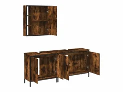 Best vidaxl Set de muebles baño 3 pzas madera contrachapada roble ahumado Marru00f3n