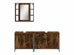 Best vidaxl Set de muebles baño 3 pzas madera contrachapada roble ahumado Marru00f3n