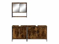 vidaxl Set de muebles baño 3 pzas madera contrachapada roble ahumado Marru00f3n
