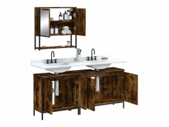 vidaxl Set de muebles baño 3 pzas madera contrachapada roble ahumado Marru00f3n