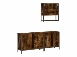 vidaxl Set de muebles baño 3 pzas madera contrachapada roble ahumado Marru00f3n