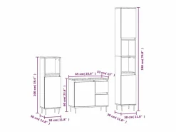 Discount Set de muebles baño 3 pzas madera contrachapada roble ahumado Estantería Sobre Inodoro