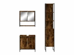 Outlet Set de muebles baño 3 pzas madera contrachapada roble ahumado Estantería Sobre Inodoro
