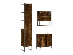 Outlet Set de muebles baño 3 pzas madera contrachapada roble ahumado Estantería Sobre Inodoro