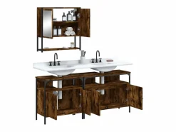 Hot vidaxl Set de muebles baño 3 pzas madera contrachapada roble ahumado Marru00f3n