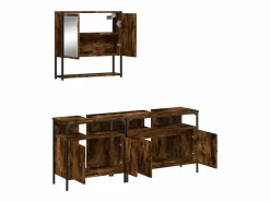 Hot vidaxl Set de muebles baño 3 pzas madera contrachapada roble ahumado Marru00f3n