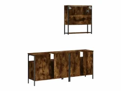 Hot vidaxl Set de muebles baño 3 pzas madera contrachapada roble ahumado Marru00f3n