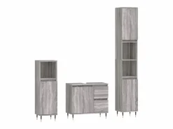 vidaxl Set de muebles de baño 3 pzas madera contrachapada sonoma Gris