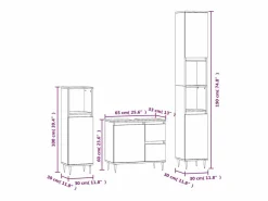 vidaxl Set de muebles de baño 3 pzas madera contrachapada sonoma Gris