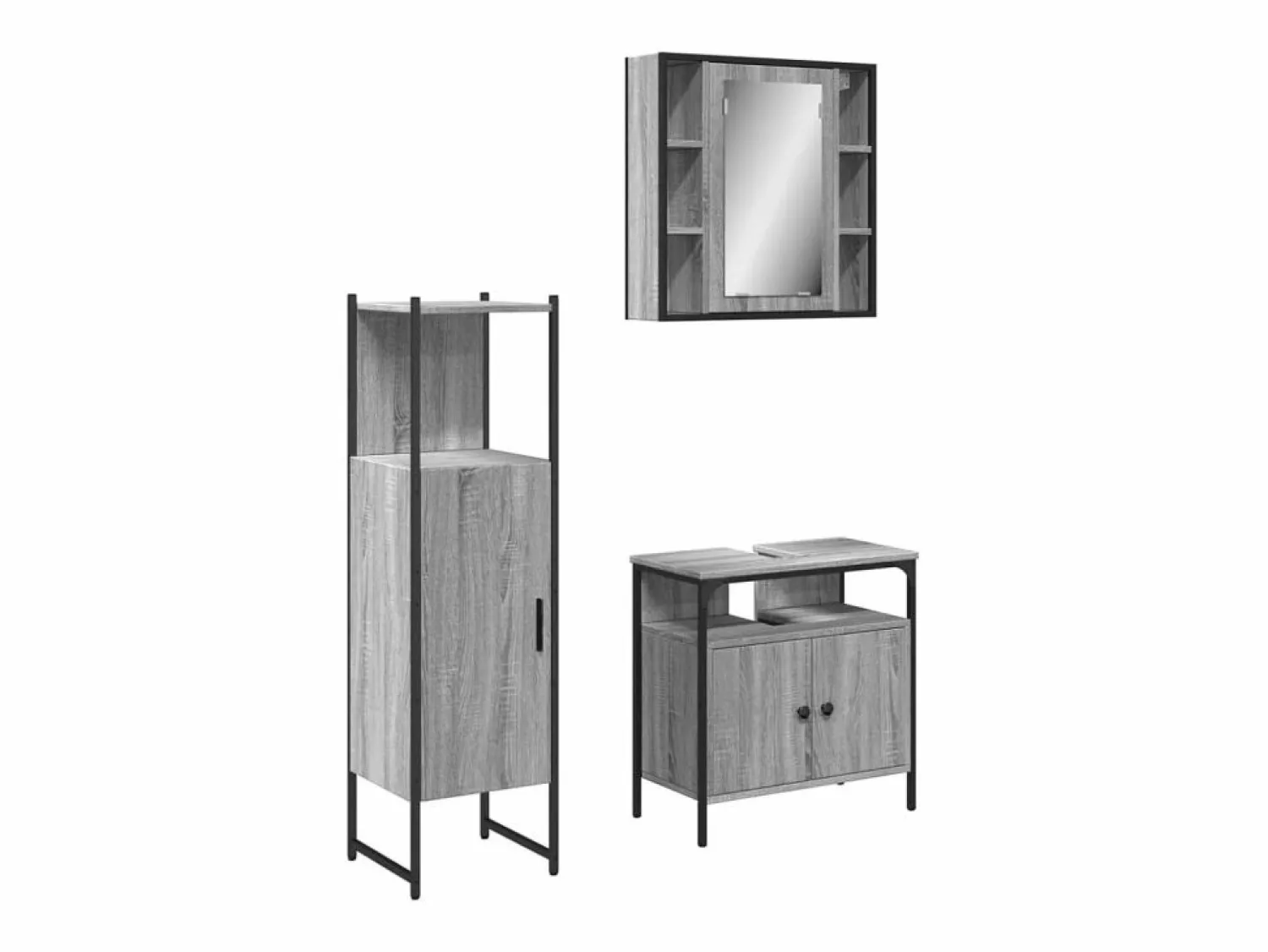 Outlet Set de muebles de baño 3 pzas madera contrachapada sonoma Estantería Sobre Inodoro
