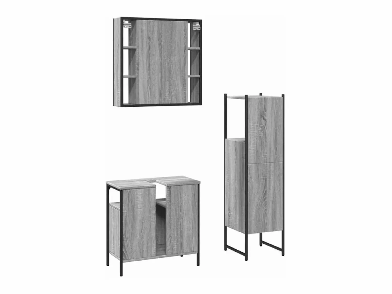 Outlet Set de muebles de baño 3 pzas madera contrachapada sonoma Estantería Sobre Inodoro