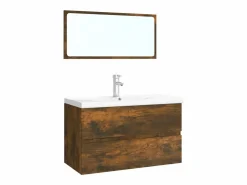 Hot Set de muebles de baño madera contrachapada color roble ahumado Estantería Sobre Inodoro