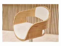 Set de 2 taburetes de cocina ajustables de poliuretano y madera clara EUSTACHE Muebles De Bar|Taburete Alto